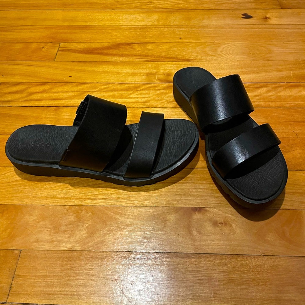 Leather Ecco slide sandals - brand new!